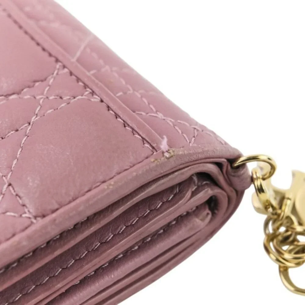 Christian Dior Lady Dior Canaje Lotus Wallet Trifold Wallet Lavender